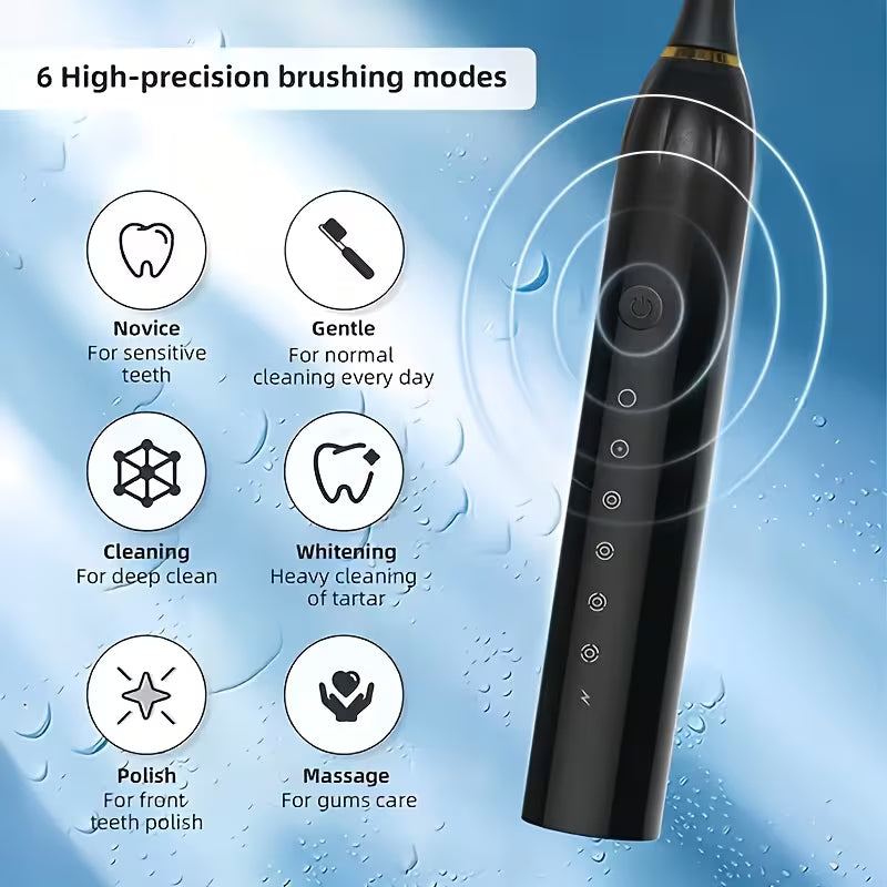 Rechargeable Electric Toothbrush with 3 Replacement Brush Heads