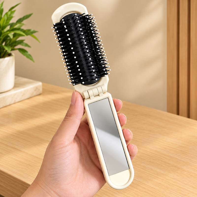 2 in 1 Foldable Brush With Mirror