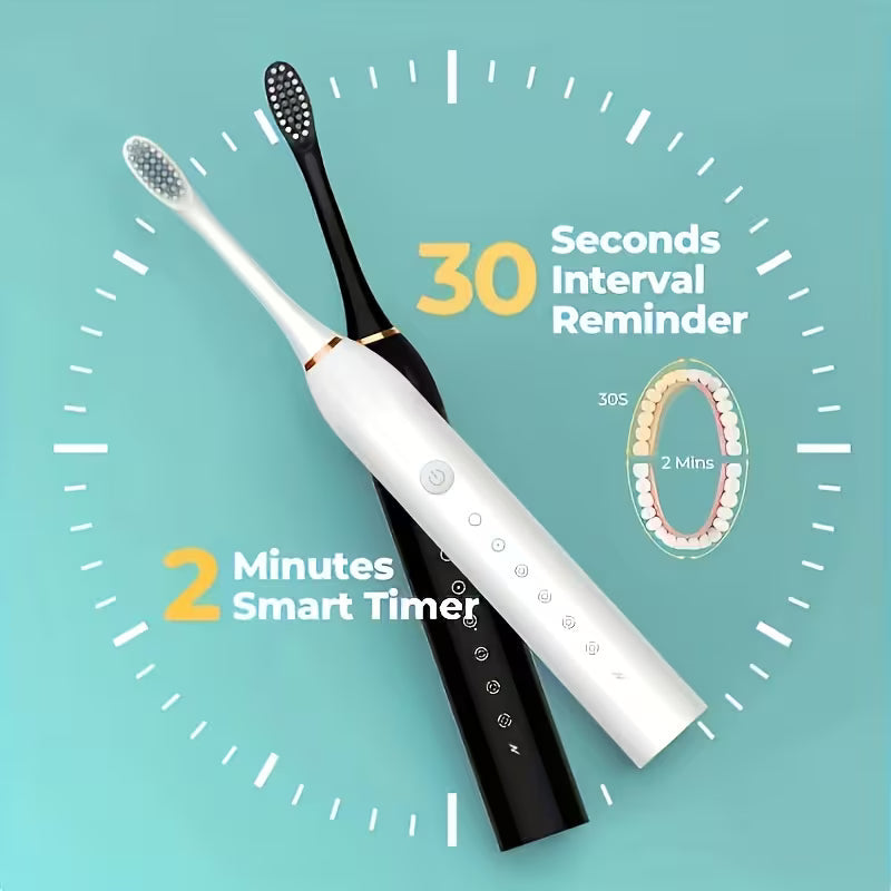 Rechargeable Electric Toothbrush with 3 Replacement Brush Heads