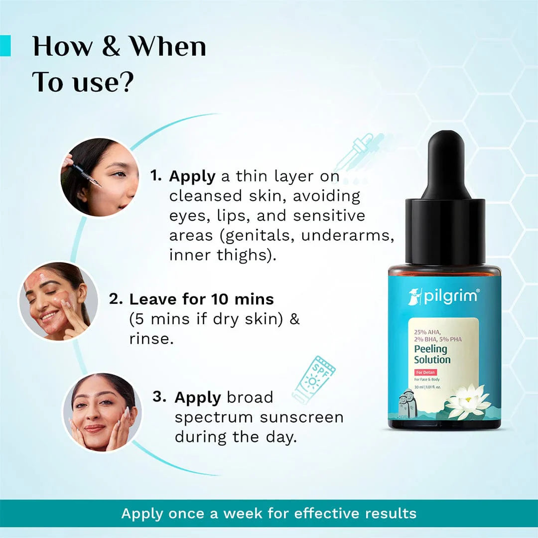 Pilgrim Peeling Solution | For Smooth-textured Glowing Skin