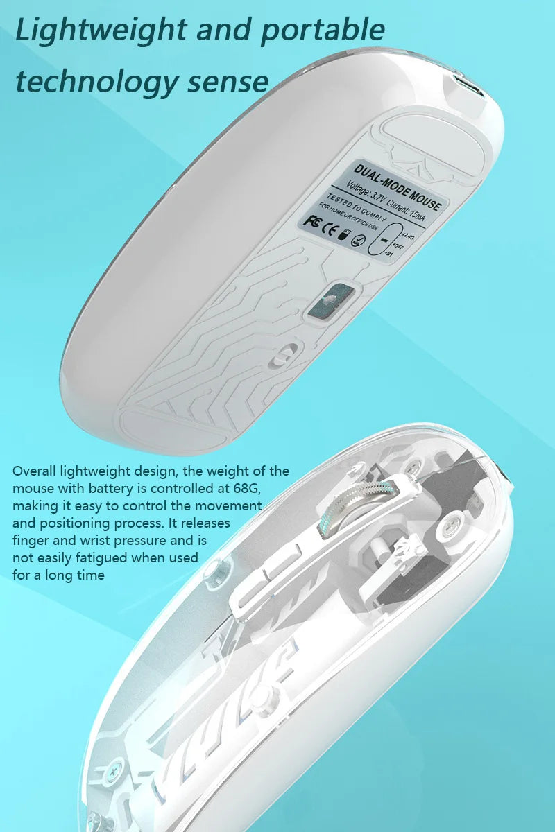 Transparent M-10A Wireless + Bluetooth Dual Mode Rechargeable Mouse