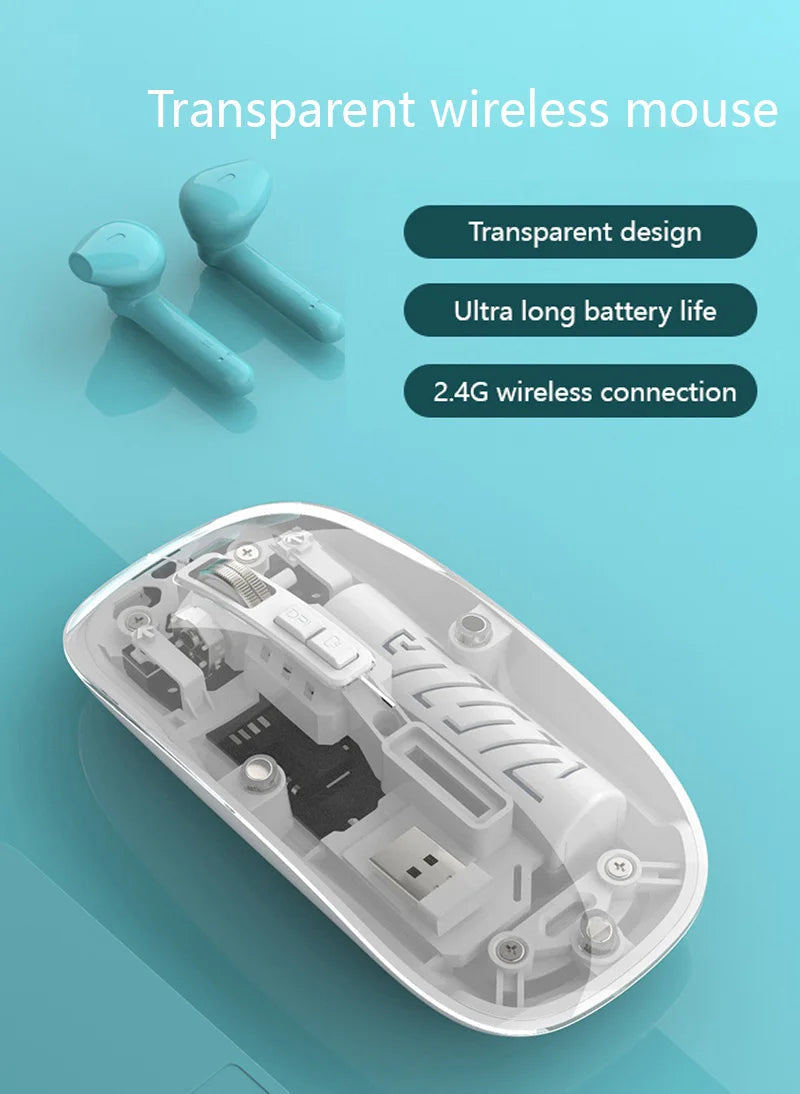 Transparent M-10A Wireless + Bluetooth Dual Mode Rechargeable Mouse