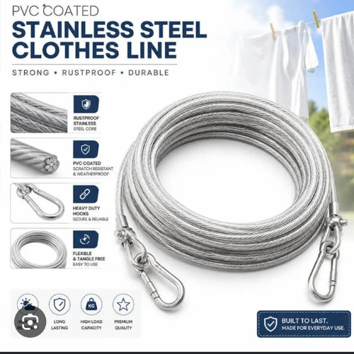 Stainless Steel PVC Coated Clothesline ( Buy 1 Get 1 Free )